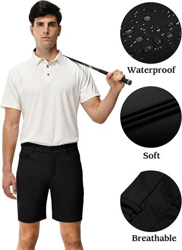 Mens Golf Shorts -7" Stretch Dry Fit Casual Dress Lightweight Athletic Shorts with Pockets for Camping Fishing Hiking in Kuwait