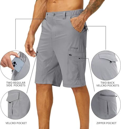 شورت KPSUN الرجالي للتنزه سيرًا على الأقدام وخفيف الوزن سريع الجفاف وخفيف الوزن لصيد الجولف مع جيوب متعددة in Kuwait