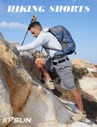 شورت KPSUN الرجالي للتنزه سيرًا على الأقدام وخفيف الوزن سريع الجفاف وخفيف الوزن لصيد الجولف مع جيوب متعددة in Kuwait