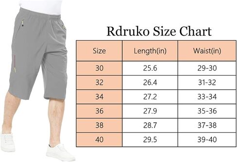Rdruko Men's Outdoor Sports Hiking Long Shorts 12" Quick Dry Lightweight Capri 3/4 Shorts in Saudi Arabia