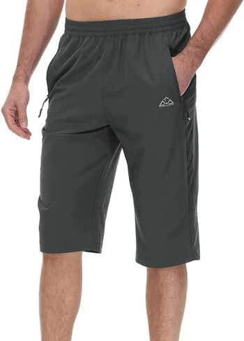 Rdruko Men's Outdoor Sports Hiking Long Shorts 12" Quick Dry Lightweight Capri 3/4 Shorts in Saudi Arabia