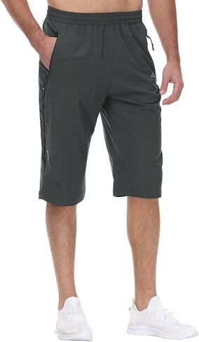 Rdruko Men's Outdoor Sports Hiking Long Shorts 12" Quick Dry Lightweight Capri 3/4 Shorts in Saudi Arabia