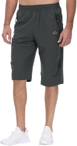 Rdruko Men's Outdoor Sports Hiking Long Shorts 12" Quick Dry Lightweight Capri 3/4 Shorts in Saudi Arabia