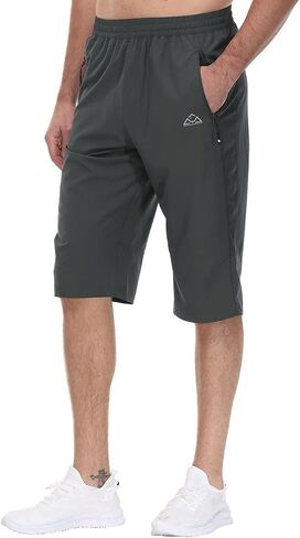 Rdruko Men's Outdoor Sports Hiking Long Shorts 12" Quick Dry Lightweight Capri 3/4 Shorts in Saudi Arabia
