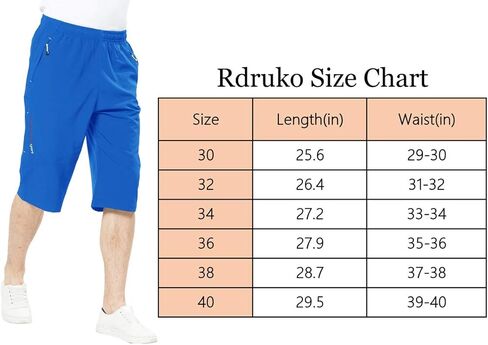 شورت Rdruko للرجال للرياضة الخارجية والمشي لمسافات طويلة، 12 بوصة، سريع الجفاف، خفيف الوزن، كابري 3/4 in Kuwait