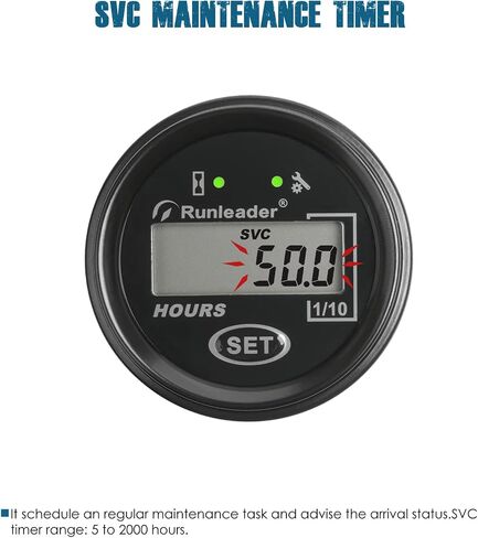 جهاز قياس الساعة الرقمي LCD من Runleader، جهد قابل للتطبيق AC 6V إلى 85V/DC 6V إلى 60V، ساعات TOT قابلة لإعادة الضبط، تذكير بالصيانة، تصميم مقاوم للماء لعربة الجولف، مولد قارب، رافعة شوكية إلخ. in Saudi Arabia