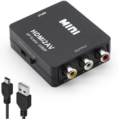 HDMI to RCA Converter, 1080p HDMI to AV Converter Mini HDMI to 3RCA CVBs Composite Video Audio Adapter for TV/PS3/VHS/VCR/DVD/PC/Blu-Ray DVD in Saudi Arabia