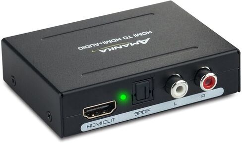 1080P HDMI Audio Extractor,AMANKA HDMI to HDMI Audio Optical and RCA(L/R) Stereo Analog Outputs Video Audio Splitter Converter for Ruku,Chromecast, Blu-ray Player, Cable Box, Fire TV, etc in Kuwait