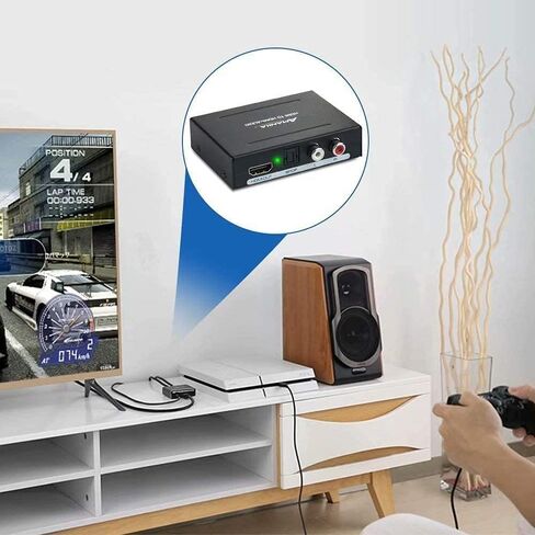 1080P HDMI Audio Extractor,AMANKA HDMI to HDMI Audio Optical and RCA(L/R) Stereo Analog Outputs Video Audio Splitter Converter for Ruku,Chromecast, Blu-ray Player, Cable Box, Fire TV, etc in Kuwait