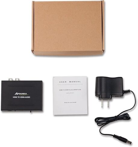 1080P HDMI Audio Extractor,AMANKA HDMI to HDMI Audio Optical and RCA(L/R) Stereo Analog Outputs Video Audio Splitter Converter for Ruku,Chromecast, Blu-ray Player, Cable Box, Fire TV, etc in Kuwait