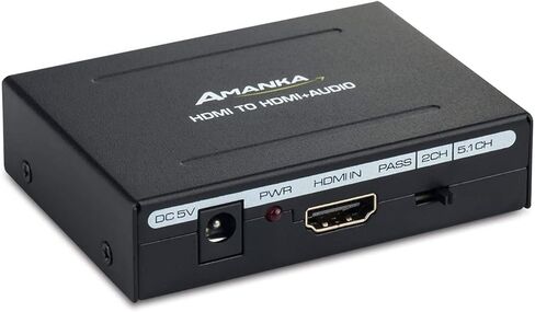 1080P HDMI Audio Extractor,AMANKA HDMI to HDMI Audio Optical and RCA(L/R) Stereo Analog Outputs Video Audio Splitter Converter for Ruku,Chromecast, Blu-ray Player, Cable Box, Fire TV, etc in Kuwait