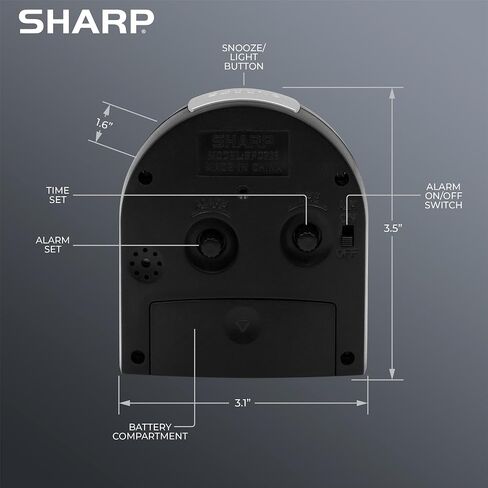 Sharp Small Battery Operated Analog Alarm Clock Silent No Ticking, Lighted on Demand and Snooze, Beep Sounds, Gentle Wake, Ascending Alarm in Saudi Arabia