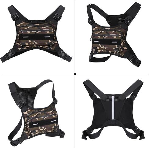 حقيبة صدر للجري في الهواء الطلق من أوبيج للرجال مع مساحة تخزين إضافية، حقيبة صدر رياضية مقاومة للماء، حقائب خصر خفيفة الوزن للجري للتدريبات وركوب الدراجات والمشي لمسافات طويلة (أسود) in Kuwait