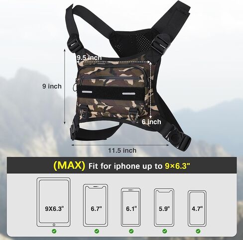 حقيبة صدر للجري في الهواء الطلق من أوبيج للرجال مع مساحة تخزين إضافية، حقيبة صدر رياضية مقاومة للماء، حقائب خصر خفيفة الوزن للجري للتدريبات وركوب الدراجات والمشي لمسافات طويلة (أسود) in Kuwait