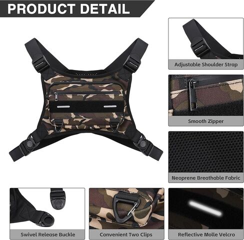 حقيبة صدر للجري في الهواء الطلق من أوبيج للرجال مع مساحة تخزين إضافية، حقيبة صدر رياضية مقاومة للماء، حقائب خصر خفيفة الوزن للجري للتدريبات وركوب الدراجات والمشي لمسافات طويلة (أسود) in Kuwait