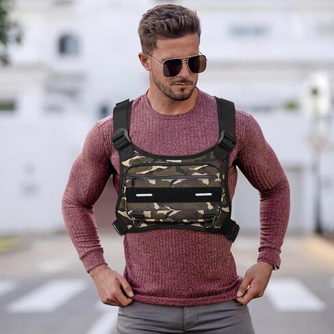 حقيبة صدر للجري في الهواء الطلق من أوبيج للرجال مع مساحة تخزين إضافية، حقيبة صدر رياضية مقاومة للماء، حقائب خصر خفيفة الوزن للجري للتدريبات وركوب الدراجات والمشي لمسافات طويلة (أسود) in Kuwait