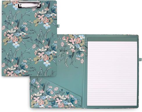 Vera Bradley Clipboard Folio with Refillable Lined Notepad, Padfolio with Interior Pocket and Pen Loop, Sunlit Garden Greek Sage in Saudi Arabia