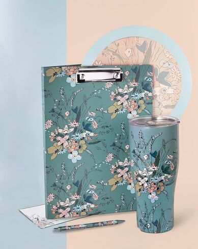 Vera Bradley Clipboard Folio with Refillable Lined Notepad, Padfolio with Interior Pocket and Pen Loop, Sunlit Garden Greek Sage in Saudi Arabia