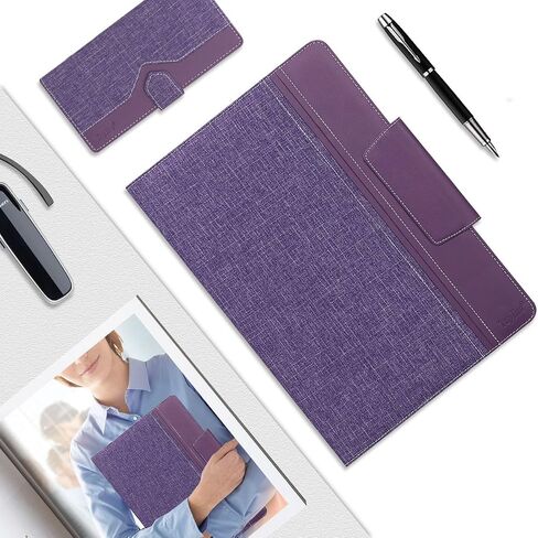 Toplive Portfolio Case Padfolio، منظم مستندات الأعمال التنفيذية مع حافظة بحجم الحروف، حامل بطاقة العمل، حافظة الكمبيوتر اللوحي، لمؤتمر مكتب مدرسة الأعمال، أرجواني in Kuwait