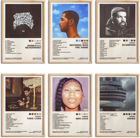 Drake Poster Set of 6 Album Cover Posters 8 by 12 inch Music Posters for Room Aesthetic Canvas Wall Art for Teens Room Decor UNFRAMED (Drake) in Saudi Arabia