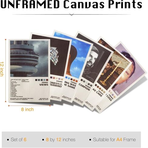 Drake Poster Set of 6 Album Cover Posters 8 by 12 inch Music Posters for Room Aesthetic Canvas Wall Art for Teens Room Decor UNFRAMED (Drake) in Saudi Arabia