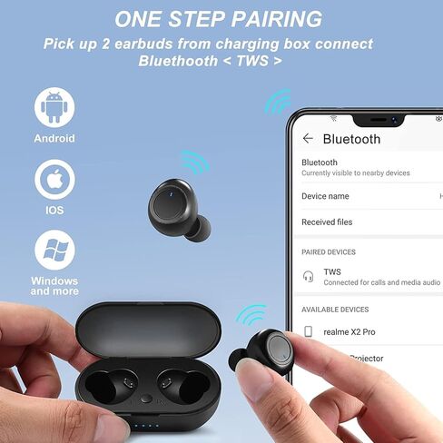 Wireless Earbuds Bluetooth in Ear Light-Weight Headphones Built-in Mic, IP7 Waterproof, Immersive Premium Sound Long Distance Connection Headset Speaker with Charging Case, for Sport,and Running in Kuwait