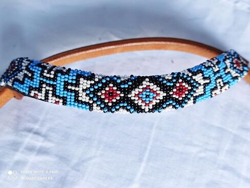 LeatherEra" Handmade One Ear Western Beaded Horse Headstall - Horse Show Bridle Beaded Pure Leather Browband Headstall - Rawhide Knotting Stitched with Multi Color Beads Headstall for Full, Cob, Pony in Saudi Arabia