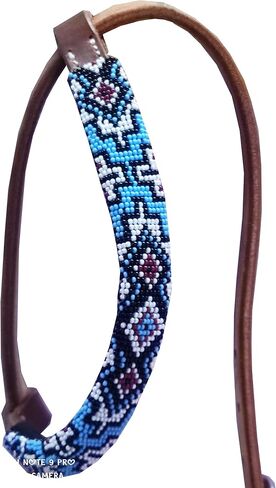 LeatherEra" Handmade One Ear Western Beaded Horse Headstall - Horse Show Bridle Beaded Pure Leather Browband Headstall - Rawhide Knotting Stitched with Multi Color Beads Headstall for Full, Cob, Pony in Saudi Arabia