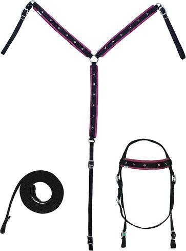 Premium Synthetic Horse Tack Set with Headstall Breast Collar and Reins - Full and Cob - Multiple Color Equine Tack Set in Saudi Arabia