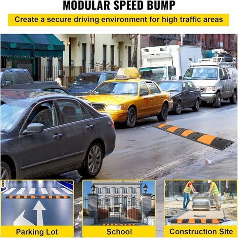 VEVOR Rubber Speed Bump, 1 Pack 2 Channel Speed Bump Hump, 72.8" Long Modular Speed Bump Rated 22000 LBS Load Capacity, 72.8 x 12.2 x 2.2 Garage Speed Bump for Asphalt Concrete Gravel Driveway-6 FT in Saudi Arabia