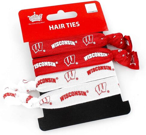 ربطات شعر مرنة من أمينكو NCAA Wisconsin Badgers، 4 عبوات، متعددة الألوان، 5 in Kuwait