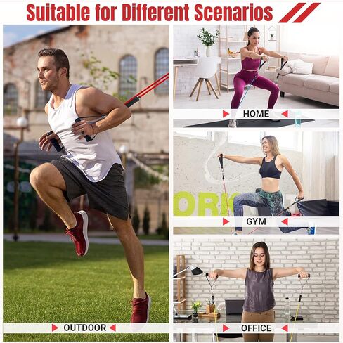 Resistance Bands Set with Yellow Handles, Exercise/Workout/Fitness Bands with Door Anchor, Legs Ankle Straps for Resistance Training，Physical Therapy，Home Gym Workout in Kuwait