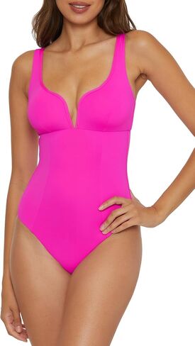 BECCA Women's Standard Color Code V-Wire One Piece Swimsuit, Plunge Neck, Bathing Suits in Saudi Arabia