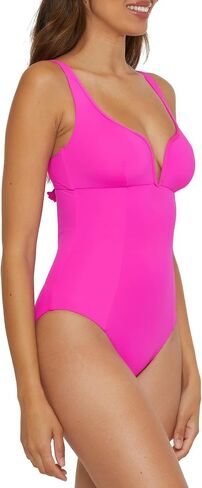 BECCA Women's Standard Color Code V-Wire One Piece Swimsuit, Plunge Neck, Bathing Suits in Saudi Arabia