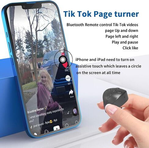 TikTok جهاز التحكم عن بعد Kindle APP Page Turner، كاميرا بلوتوث ذكية لتسجيل الفيديو عن بعد، حلقة التمرير عن بعد TikTok لأجهزة iPhone وiPad وiOS وAndroid (أسود) in Saudi Arabia