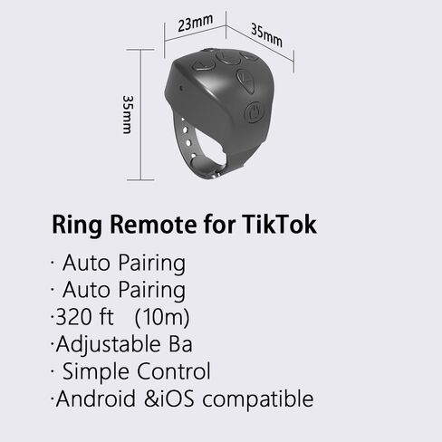 TikTok جهاز التحكم عن بعد Kindle APP Page Turner، كاميرا بلوتوث ذكية لتسجيل الفيديو عن بعد، حلقة التمرير عن بعد TikTok لأجهزة iPhone وiPad وiOS وAndroid (أسود) in Saudi Arabia