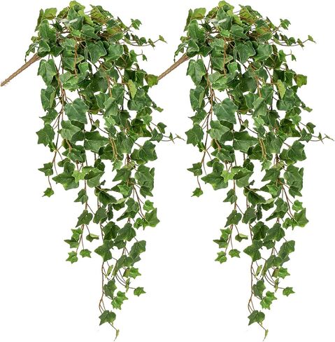 Hollyone 2pcs Artificial Hanging Plants 35.4" Fake Ivy Vine Faux Ivy Leaves Fire and UV Resistant Hanging Plant Wall Greenery for House Room Patio Indoor Outdoor Home Shelf Office Wedding Decor in Saudi Arabia