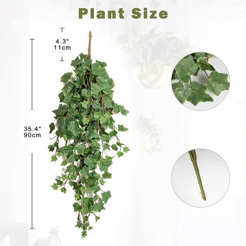 Hollyone 2pcs Artificial Hanging Plants 35.4" Fake Ivy Vine Faux Ivy Leaves Fire and UV Resistant Hanging Plant Wall Greenery for House Room Patio Indoor Outdoor Home Shelf Office Wedding Decor in Saudi Arabia