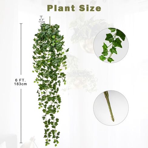 Hollyone 2pcs Artificial Hanging Plants 35.4" Fake Ivy Vine Faux Ivy Leaves Fire and UV Resistant Hanging Plant Wall Greenery for House Room Patio Indoor Outdoor Home Shelf Office Wedding Decor in Saudi Arabia