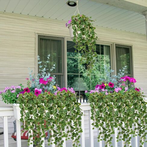 Hollyone 2pcs Artificial Hanging Plants 35.4" Fake Ivy Vine Faux Ivy Leaves Fire and UV Resistant Hanging Plant Wall Greenery for House Room Patio Indoor Outdoor Home Shelf Office Wedding Decor in Saudi Arabia