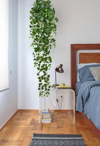 Hollyone 2pcs Artificial Hanging Plants 35.4" Fake Ivy Vine Faux Ivy Leaves Fire and UV Resistant Hanging Plant Wall Greenery for House Room Patio Indoor Outdoor Home Shelf Office Wedding Decor in Saudi Arabia