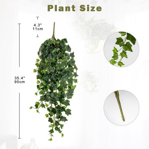 Hollyone 2pcs Artificial Hanging Plants 35.4" Fake Ivy Vine Faux Ivy Leaves Fire and UV Resistant Hanging Plant Wall Greenery for House Room Patio Indoor Outdoor Home Shelf Office Wedding Decor in Saudi Arabia