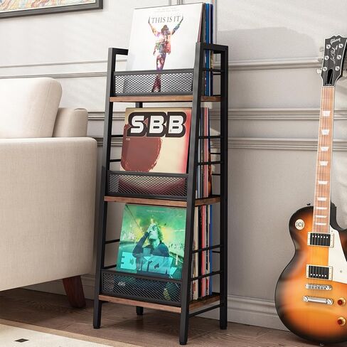 حامل تخزين سجل الفينيل، حامل سجل، رف تخزين صغير لمنظم سجل الفينيل، رف تخزين متعدد الوظائف للألبومات والكتب والسجلات وملف المجلات والمستندات in Kuwait