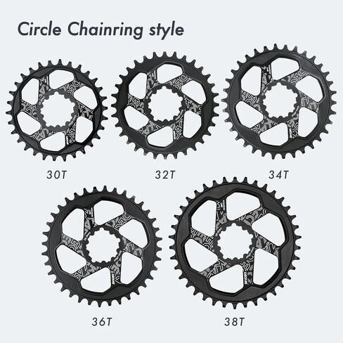 DJC Bike Chainring Direct Mount 6mm Offset Round Oval Chainring for Sram GXP Interface Crankset Aluminum Lightweight 30 32 34 36 38 Tooth in Saudi Arabia