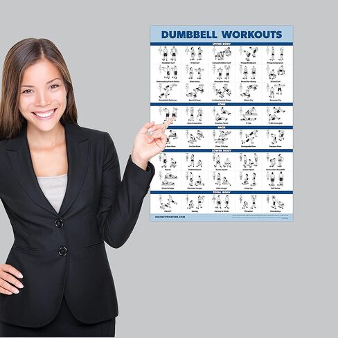 Palace Learning 2 Pack Dumbbell Workouts and Bodyweight Exercise Poster Set - Laminated 2 Chart Set - Dumbbell Exercise Routine & Body Weight Workouts [LIGHT] (LAMINATED, 18" x 24") in Saudi Arabia
