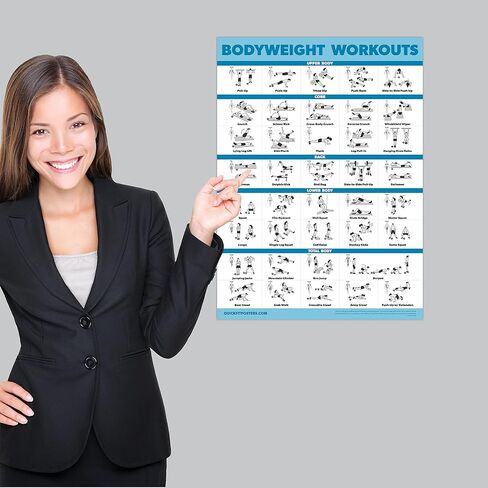 Palace Learning 2 Pack Dumbbell Workouts and Bodyweight Exercise Poster Set - Laminated 2 Chart Set - Dumbbell Exercise Routine & Body Weight Workouts [LIGHT] (LAMINATED, 18" x 24") in Saudi Arabia