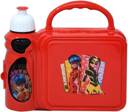 صندوق غداء كومبو من شركة Zak Designs Miraculous Ladybug مع زجاجة مياه، خفيف الوزن ومتين، رائع للمدرسة in Kuwait