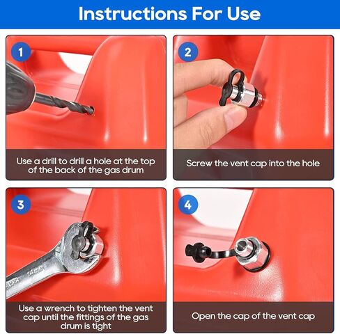 Gas Can Vent Caps, 4Pack Universal Gas Can Vent Kits with New Upgraded Lanyard-Attached Caps and Durable Stainless Steel Allow for Faster Flowing in Kuwait