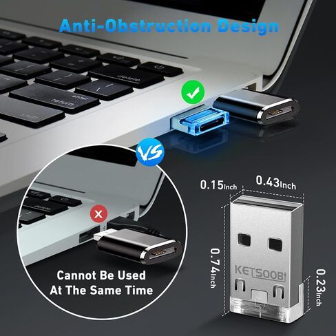 5-Pack USB A Male to Type C Female Adapter, Converter with Blue LED, Compatible with iPhone 15/14 Pro Max, Samsung Galaxy S22 in Kuwait