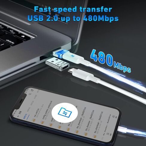 5-Pack USB A Male to Type C Female Adapter, Converter with Blue LED, Compatible with iPhone 15/14 Pro Max, Samsung Galaxy S22 in Kuwait